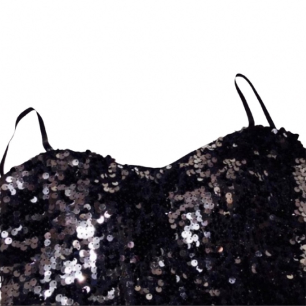 Black & Silver Sequin Strapless Dress - Picture 5 of 7